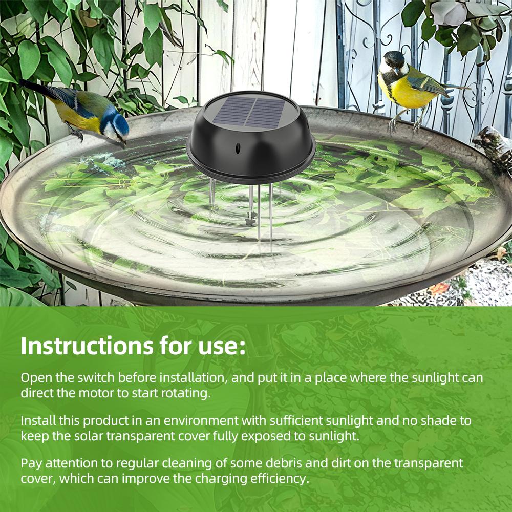 Solar Water Wiggler for Bird Bath Round Shaped 5V 0.5W Solar Powered Water Agitator Bubbler for
