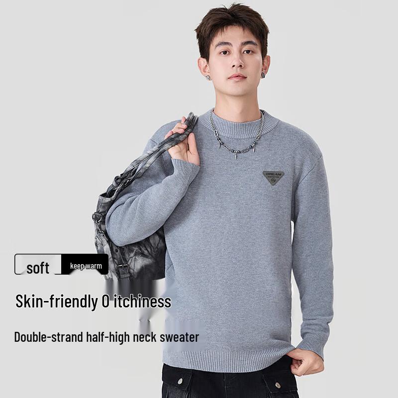 Baleno Men's Heavyweight Semi-High Collar Knit Sweater