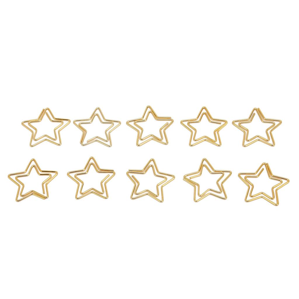 100pcs Star Paper Clips Skid Resistance Plating Process Rust Resistant Cute Paperclips for Office Sc