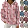 Women's Fashion Casual Christmas Print Pullover Long-Sleeve Hooded Sweatshirt