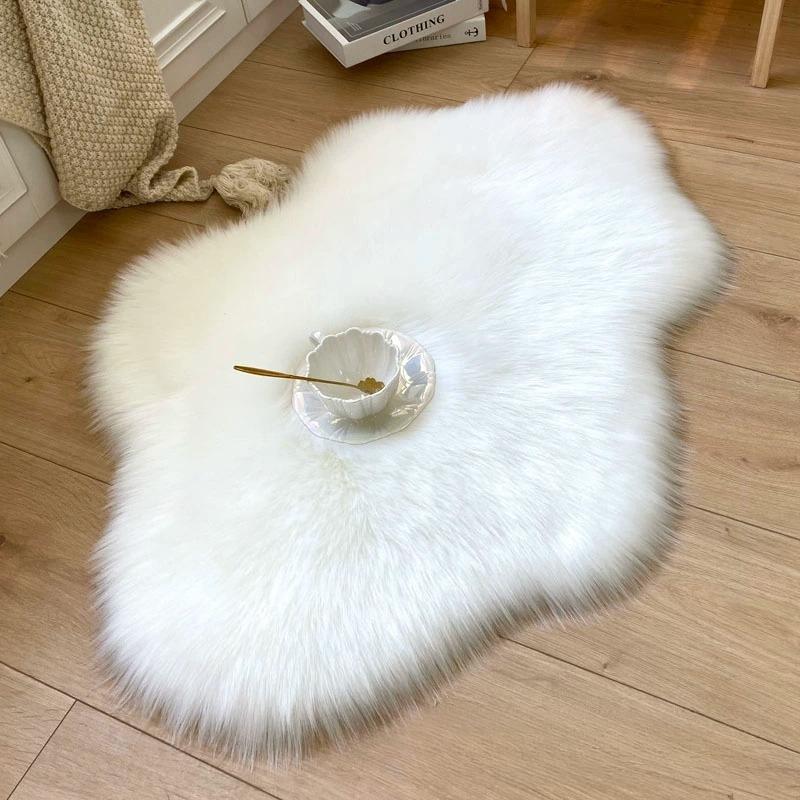 Plush Cloud Shaped Rug Soft White Carpet for Bedroom Living Room Coffee Table Decor