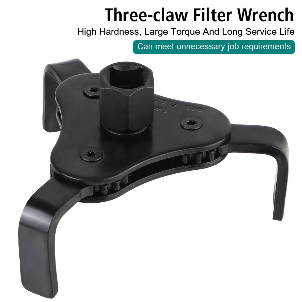 Oil Filter Wrench Universal From 2-1/2 Inch To 4.5 Inch Car Accessories With 3 Jaw Uninstall Removal Key Adjustable Oil Filter Wrench Tool Set