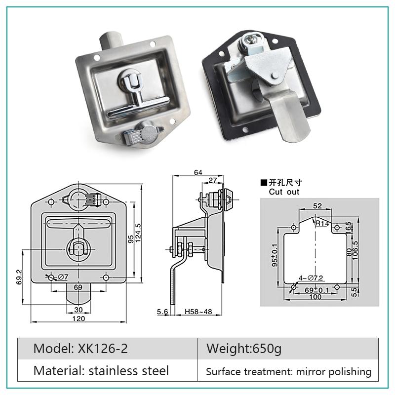 T Type Stainless Steel High Safety Key Operated Panel Latch Car Lock for Industrial Use