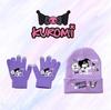 Набор: Теплая и стильная вязаная шапка и перчатки Sanrio Kuromi для подростков