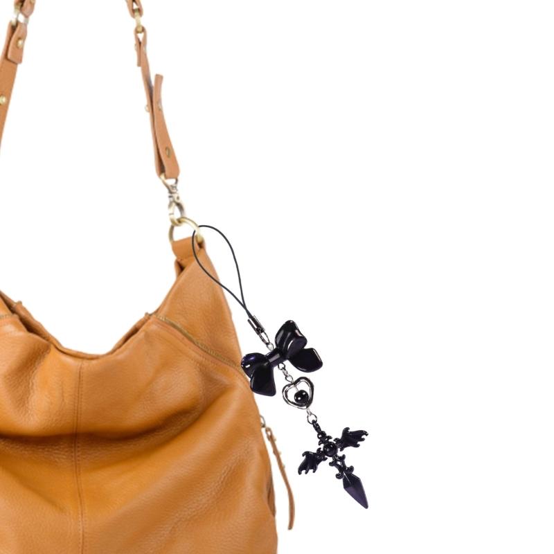 Fashionable Bowknot Phone Pendant Cute Y2K Style Phone Charm Stylish Heart Phone Chain Acrylic Material Gift for Women