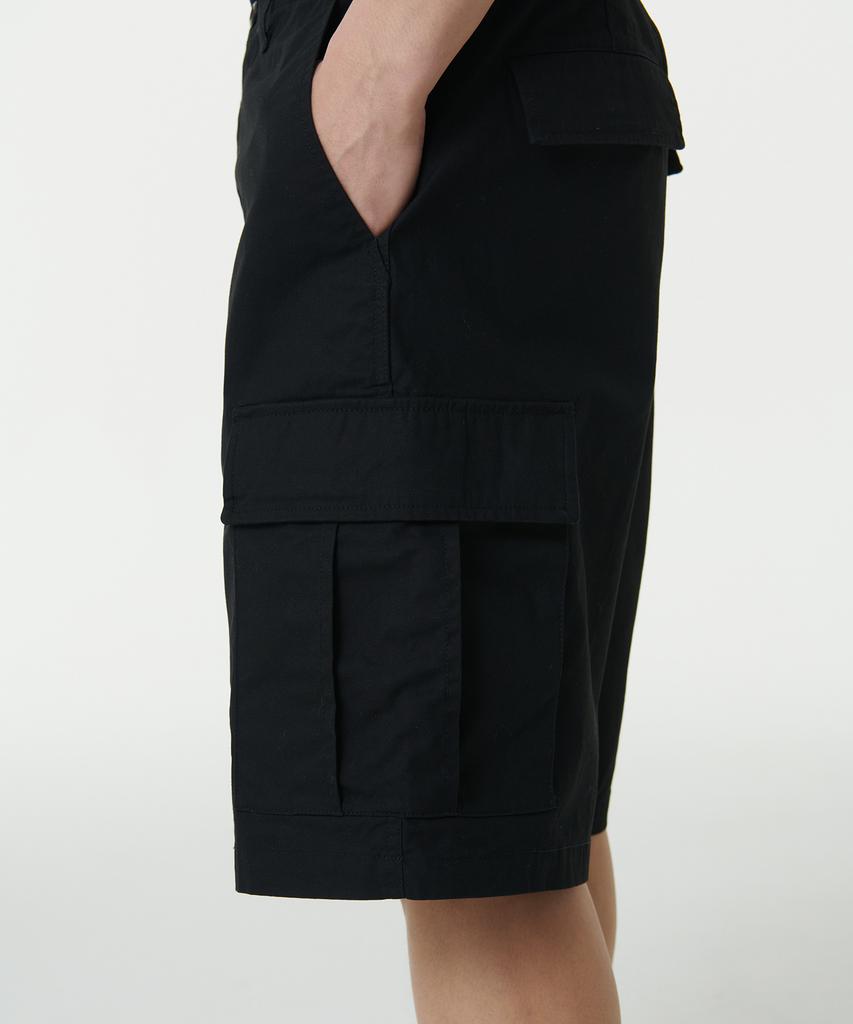 MUSINSA STANDARD Cotton Wide Cargo Shorts [Black]