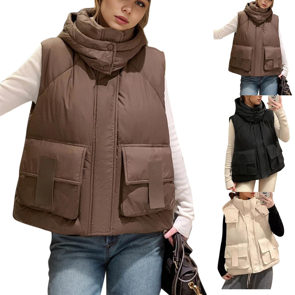 Womens Vests Fall Fashion Jackets Puffy Outfits Trendy Sleeveless Coats Outerwear Winter Clothes
