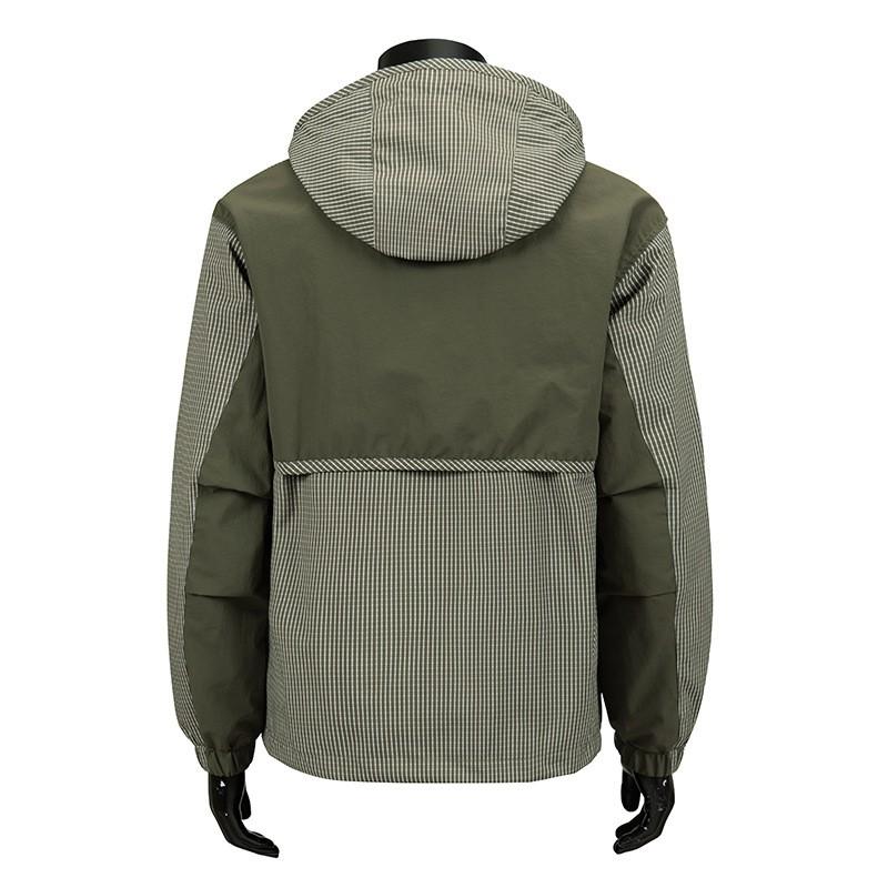Mens Hooded Workwear Jacket Loose Fit Striped Outdoor Casual Coat