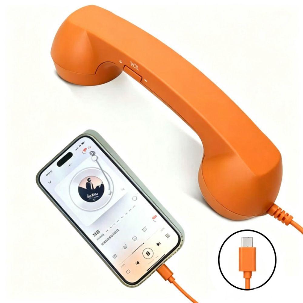 Telephone Style Phone Handset Type-C Handheld Cell Phone Receiver Landline Handle Receiver