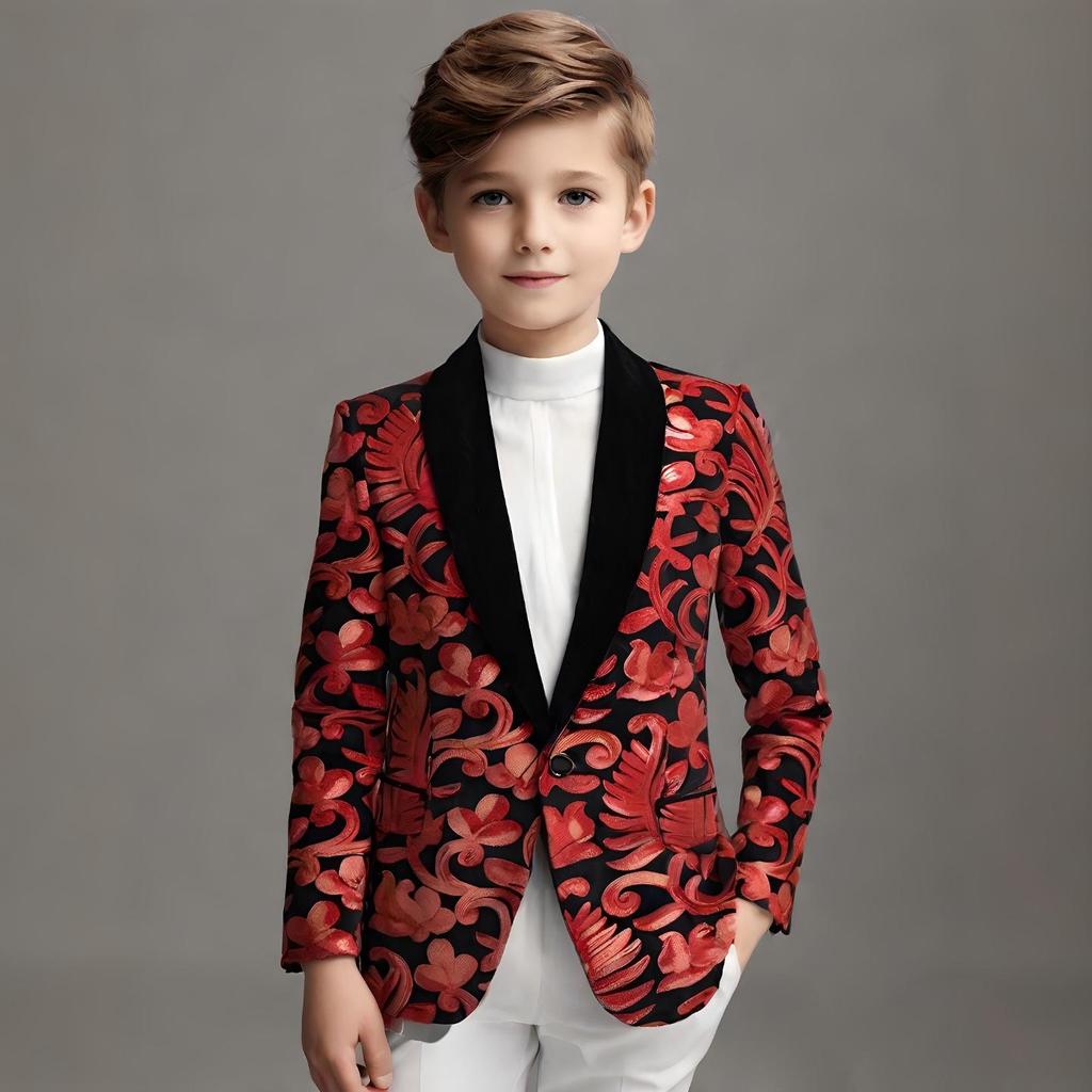 Детские Модные Пиджаки Блейзеры с Золотыми Блестящими Пайетками и Цветочным Узором