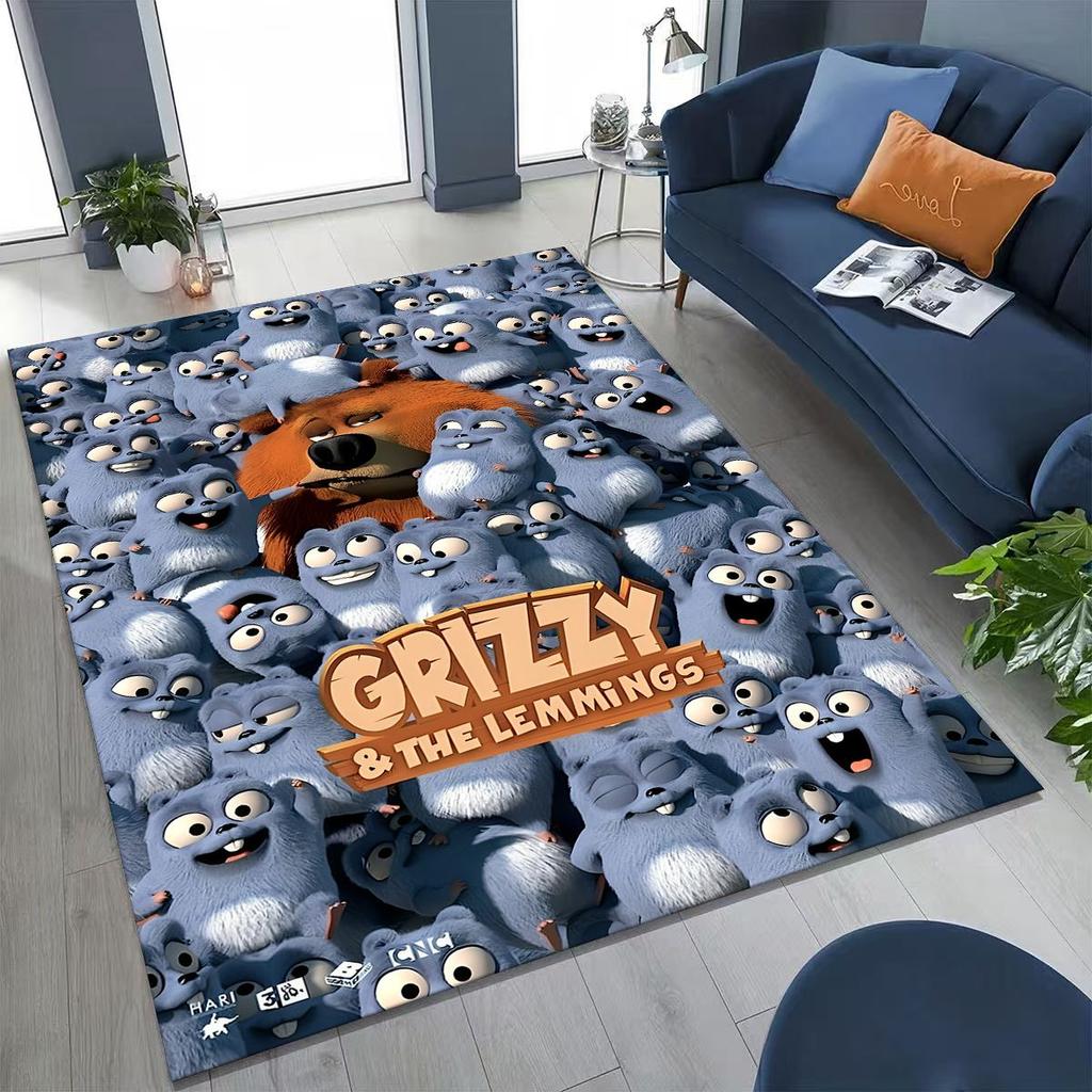 Забавный ковер-ковер из мультфильма «Гризли и лемминги» для спальни, гостиной, дивана, придверный коврик, декор, большой детский игровой нескользящий коврик для пола