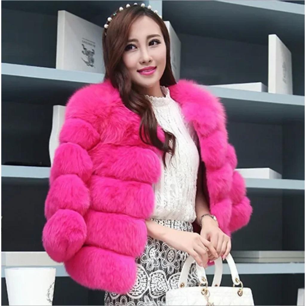 Women Autumn Winter Imitation Fox Fur Faux Fur Coat Women's Short Long Sleeve Fur Artificial Fur Coat