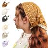 Triangular Style Headscarf with Lace Trim Floral Print Women Headband Women Makeup