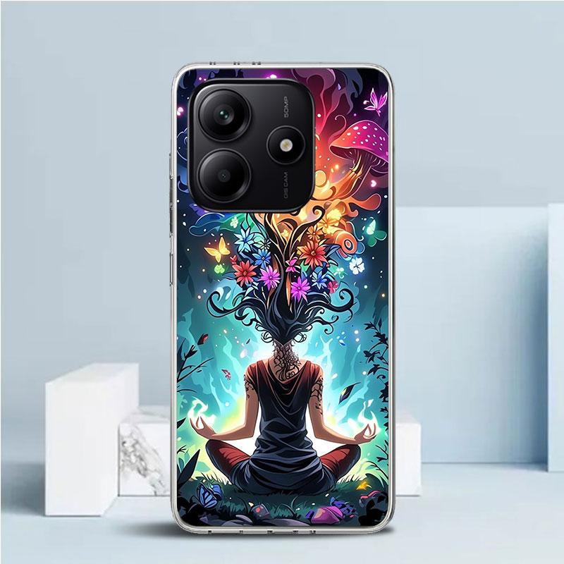 Медитация Йога Девушка Мягкий Чехол для Xiaomi Redmi Note 15 14 13 12 Pro Plus Чехол для Телефона 14S 11S 11T 11E 10S 10 4G Чехол с Рисунком Re