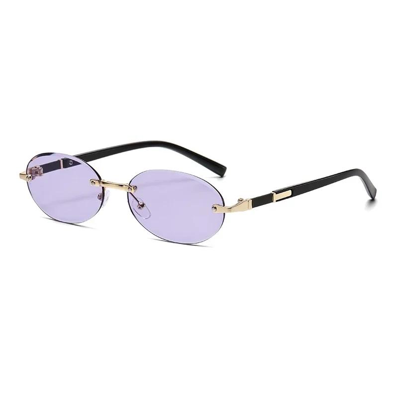 Trendy Eye Protection sun glasses Stylish Gradient Lens Outdoor Shades Luxury Frameless Small Black Vintage Glasses