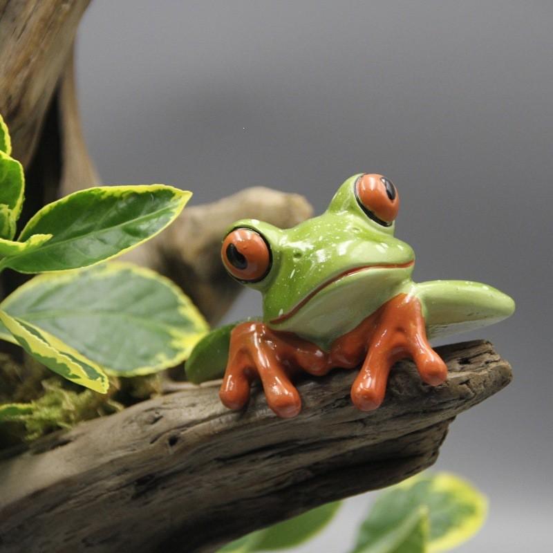 Resin Frog Figurine Desktop Decor Office Monitor Accessory Creative Gift Small Animal Ornament