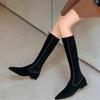 Модные балетки с острым носком женские ботинки челси до колена кожаная обувь осень зима новая мода сексуальные гладиаторские на молнии женские длинные боты
