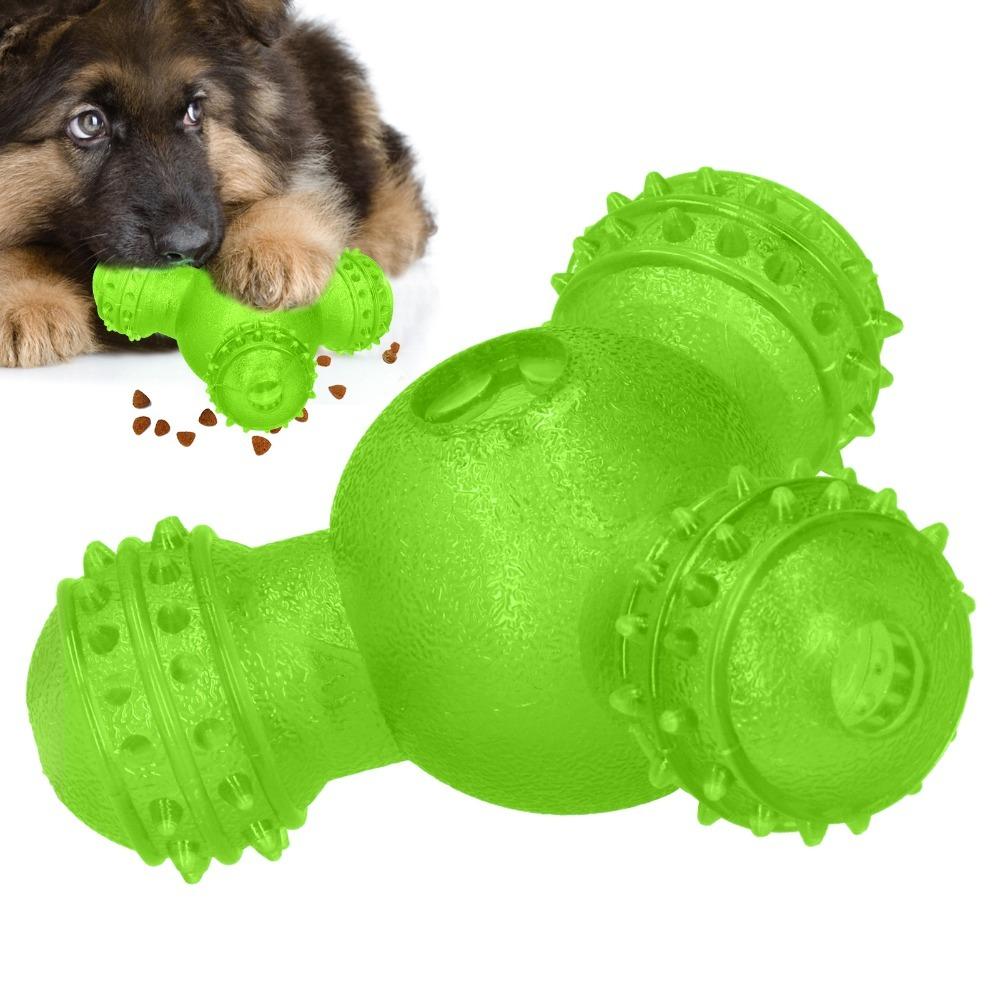 Assorted Colors Dog Food Toy 3-Hole Round Dog Puzzle Toy Teeth Care Chew Toy Daily Feeding