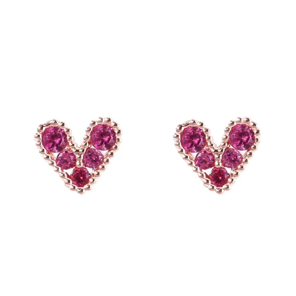 Новые серьги-гвоздики из стерлингового серебра S925 Love Pink Zircon Серьги для женщин Модные ювелирные изделия Подарки