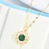 Изумрудное ожерелье с подсолнухом Женское Премиальное Легкое Роскошное Темпераментное Цирконовое Подвеска Цепочка для Ключицы