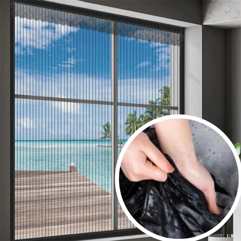 Летняя самоклеящаяся сетка для окон, защита от комаров, защита от летающих насекомых, невидимые сетчатые шторы, съемная магнитная сетка для окон