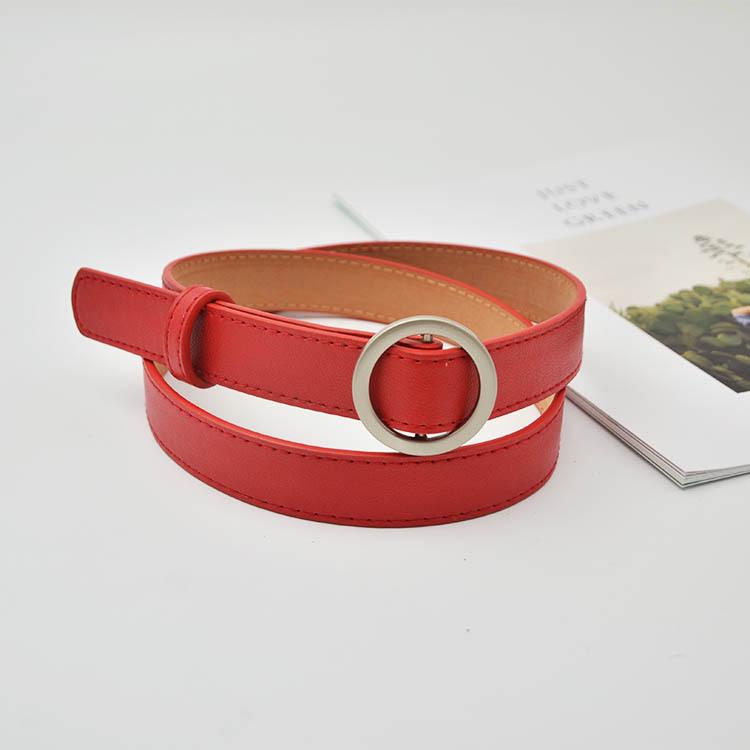 New Women's Fashion Trend Round Buckle Non-hole Student Jeans Casual Belt Simple Versatile Thin Belt