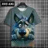 Футболки больших размеров для мужчин XXS-6XL, забавная футболка с коротким рукавом и принтом 3D-волка, уличная мода, топы, летняя мужская повседневная одежда