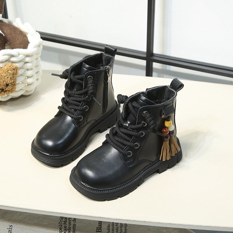 Ботинки для мальчиков и девочек 2025 осень и зима новые ботинки Мартин на мягкой подошве детские ботинки принцессы короткие ботинки кожаные ботинки высокие одноклассники
