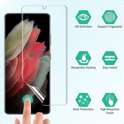 Комплект из 3 защитных пленок для экрана, совместимых с Samsung Galaxy S21 Ultra 6,8 дюйма, HD-прозрачная гибкая пленка, инструмент для позиционирования, порт, отпечаток пальца