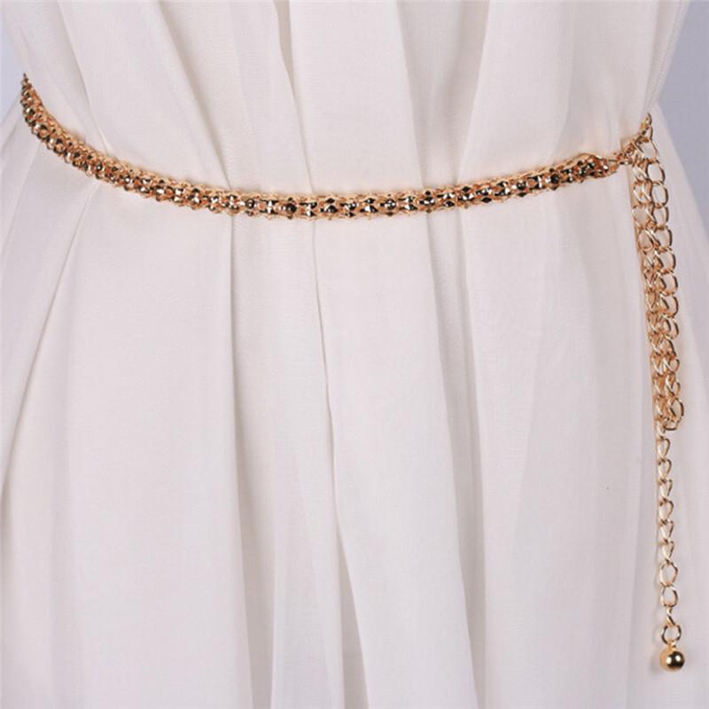 1Pc Attarctive Simple Design Metal Chain Modeling Waist Belt For Women