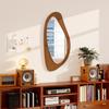 Wall Mirror Window Mirror with Pine Veneer Frame for Bedroom Living Room, 91.5 x 45 x 3 cm, Natural Wood