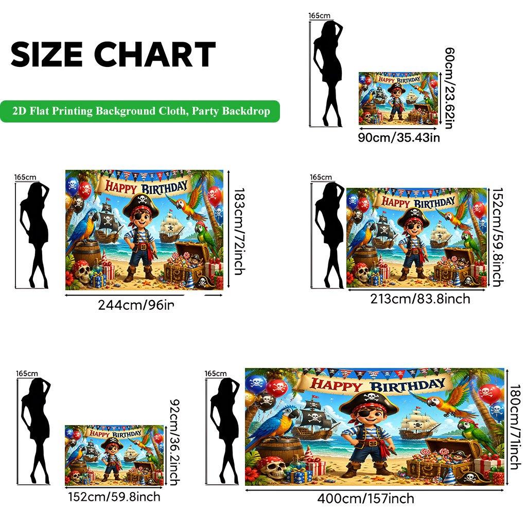 2D Flat Backdrop1pc Pirate Theme Beach Birthday Party Backdrop Banner Polyester Wall Decor For Living Room Bedroom Office Outdoor Decor