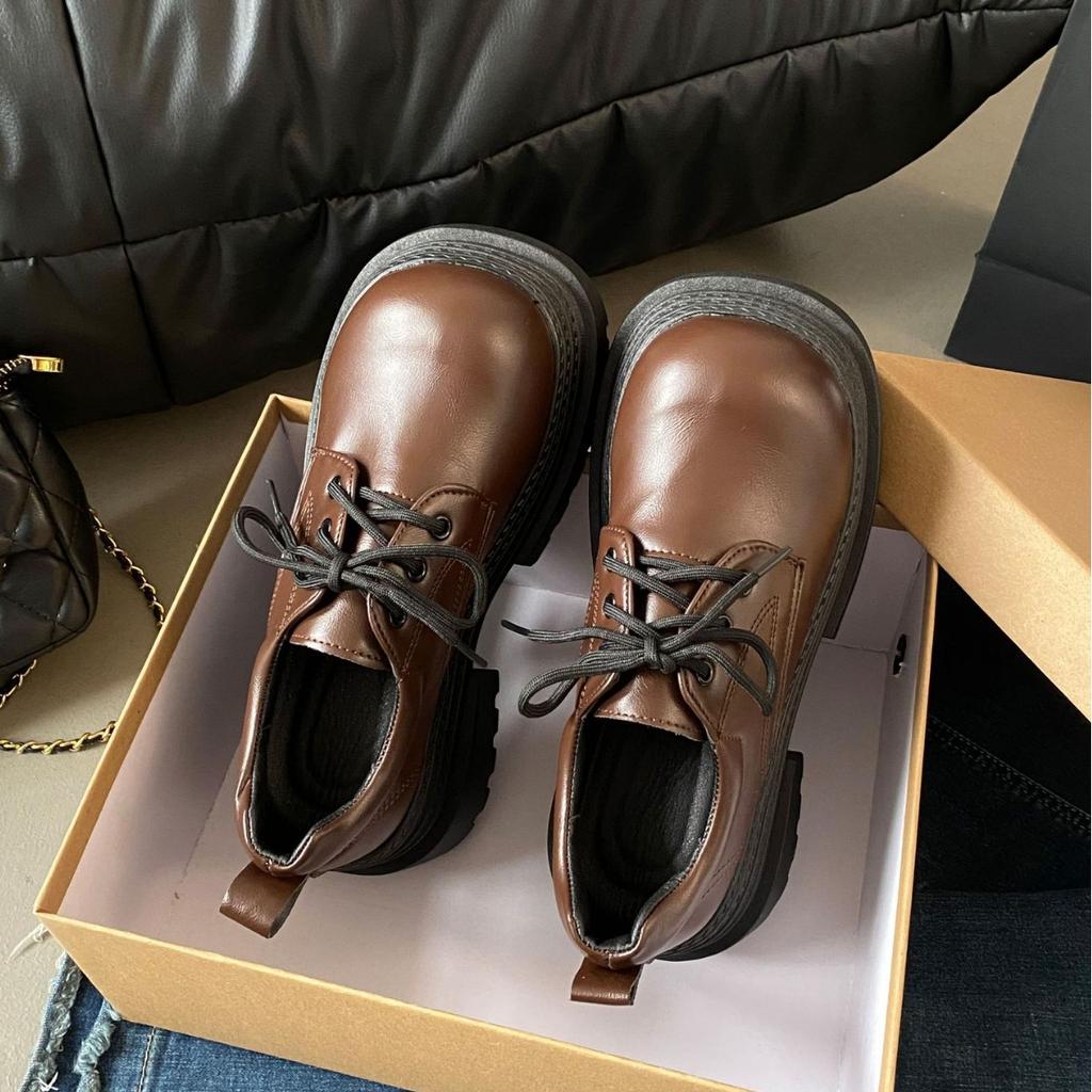Loafers Platform Shoes Women's 2025 Spring New Retro British Style Black College Style Single Shoes Women's Small Leather Shoes