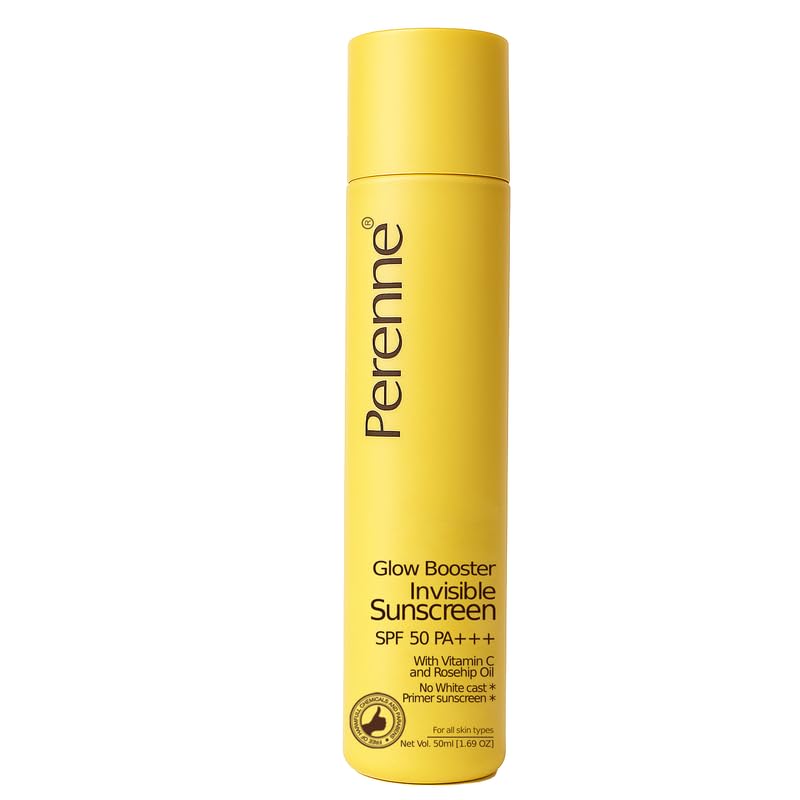 Perenne Glow Booster Невидимый Гель-Праймер Солнцезащитный SPF 50 PA+++ | Широкий Спектр Защиты UVA и UVB | Витамин С и Масло Шиповника | Не Оставляет Белых Следов
