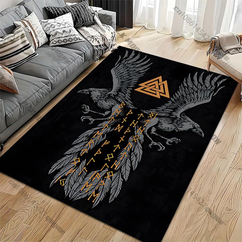 Viking symbolism power runes carpet Yoga living room room decor children's crawling mat doormat area rug games mat