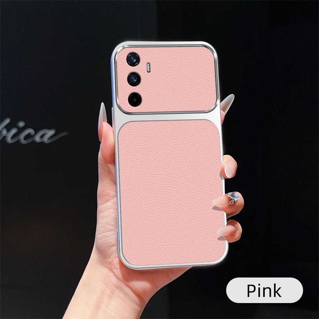 Роскошный чехол из искусственной кожи для realme C65 4G с защитной крышкой для большого окна камеры