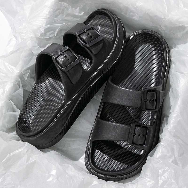 Тапочки Eva с мягкой подошвой и двойной пряжкой для женщин, толстые сандалии на толстой платформе, женские летние нескользящие пляжные шлепанцы