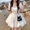 Милое платье принцессы во французском стиле с узкой талией, новое летнее платье-пачка Лолиты, женское модное повседневное элегантное пляжное платье