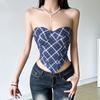 Новый женский однотонный облегающий уличный модный облегающий жилет в клетку с открытой спиной для женщин