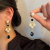 Court Retro Baroque Fashionable Noble Pearl Water Drop Black Diamond Earrings Earrings