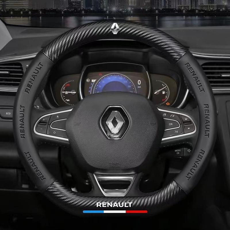 Car Carbon Fiber Anti-Slip Steering Wheel Cover For Renault Megane Duster kadjar Captur Clio Talisman Laguna Sandero Scenic KWID S444
