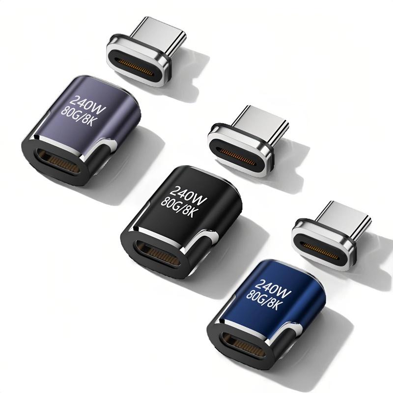 240W Magnetic USB Type C Adapter 80Gbps OTG 8K Video Fast Charging Converter for iPhone 17 16 15 14 13 Laptop Monitor Macbook 3