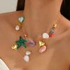 Personalized Creative Colorful Stars Imitation Shell Heart Chain Necklace, Women's  Trend Jewelry Accessories