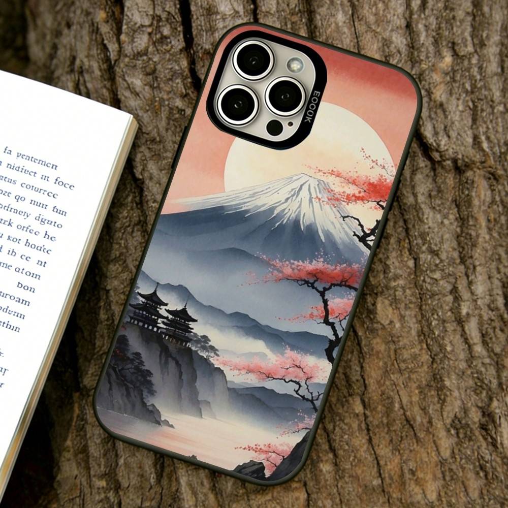 Япония Гора Фудзи Вишня Чехол для телефона Для iPhone 17,16,15,14,13,12,11 Plus,Pro Max,XS,Красочный Серебристый Черный Чехол