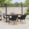 Garden Dining Set with Cushions 5 pcs Black Poly Rattan