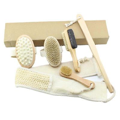 Natural Bath and Body 6-предметный набор: Мягкая щетка с длинной деревянной ручкой для пилинга спины, полный домашний спа-набор для очищения тела