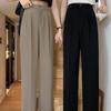 Milk Tea High Waist Wide-Leg Draped Trousers - Women's Floor-Length Casual Pants
