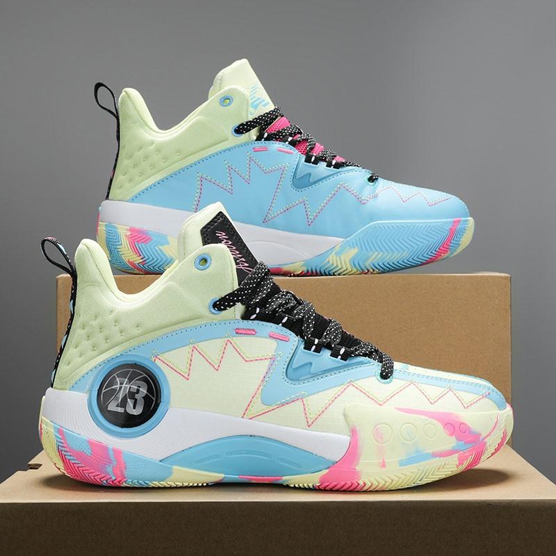 Sneakers breathable fly-woven basketball shoes wear-resistant sneakers actual combat high-top student boots
