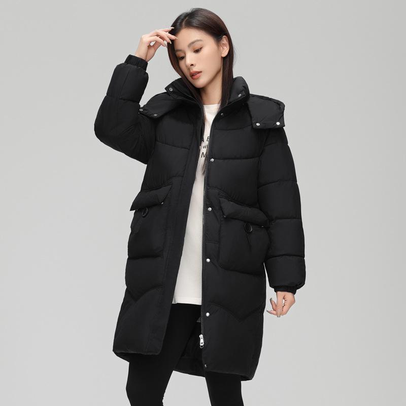 Down Cotton-padded Women's Medium and Long 2025 New Fashion Angola Red Thickened Winter Cotton-padded Women's Coat