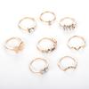 Combination Ring Golden Butterfly Wave Point Diamond 8-piece Set Ring